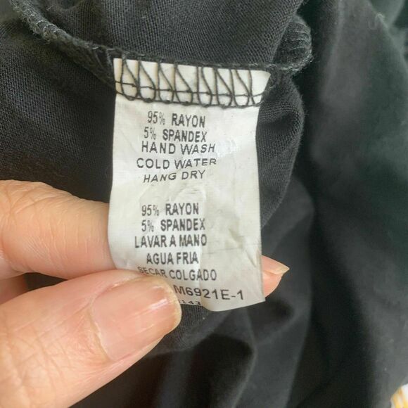 MonoReno Black short sleeves embroidered caftan tunic top Blouse M - Picture 4 of 7